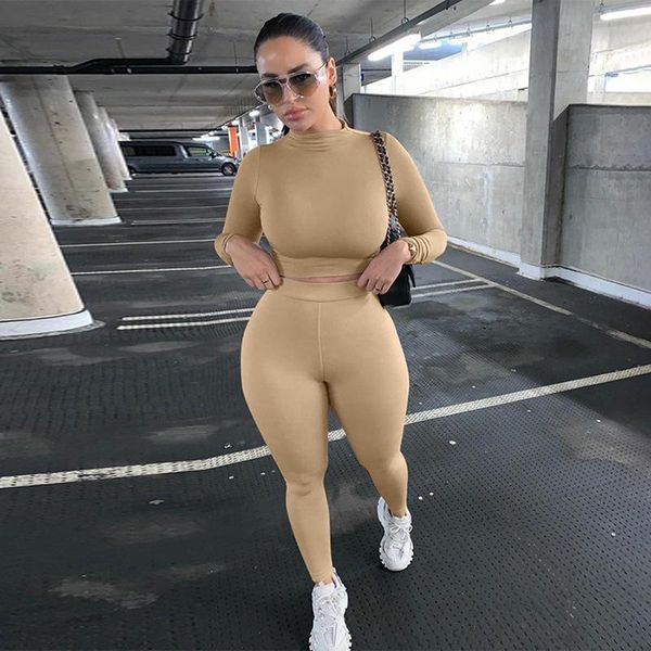 

women's two piece pants spring sets women solid tracksuits high waist stretchy sportswear crop and leggings matching outfits, White
