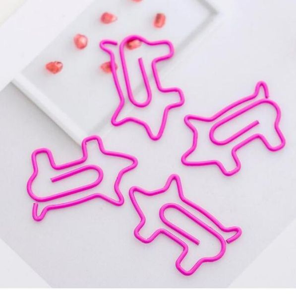 

2021 cute pink paper clips cartoons pigs flamingo shaped metal planner paper clips bookmarks filing supplies school office supply, White
