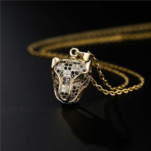 

leopard head pendant necklace, gold, men's and women's, luxury cubic zirconia jewelry, women's accessories, 2021 new fashion, Silver