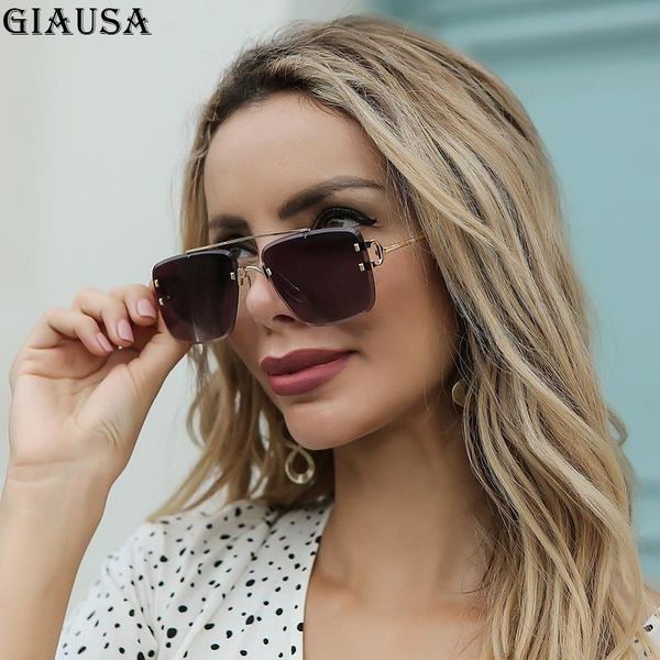

sunglasses fashion square women rimless zonnebril dames moda mujer lunette de soleil femme vasos decorativos, White;black