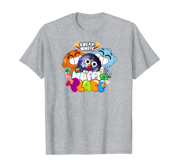 

the amazing world of gumball happy place t-shirt, White;black