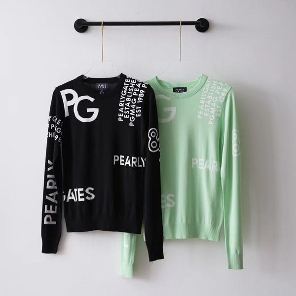 

golf t-shirts autumn and winter ladies knitted long sleeve sweater, pg women's fashion round neck sweater, Black;blue