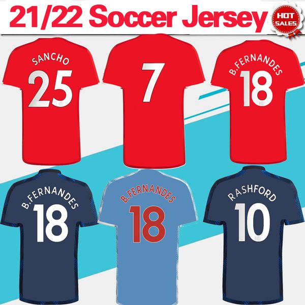 

21/22 sancho pogba soccer jersey 2021 sancho shirt b.fernandes r.varane lingard martial greenwood cavani rashford shaw kit uniforme de fÃºtbo, Black;yellow