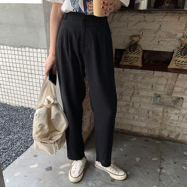 

j948-summer trendy one button skinny pants wide leg men's, Black