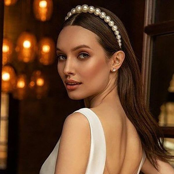 

hair accessories simulation pearl hairbands women handmade elegant full hoops headband wedding ornaments
