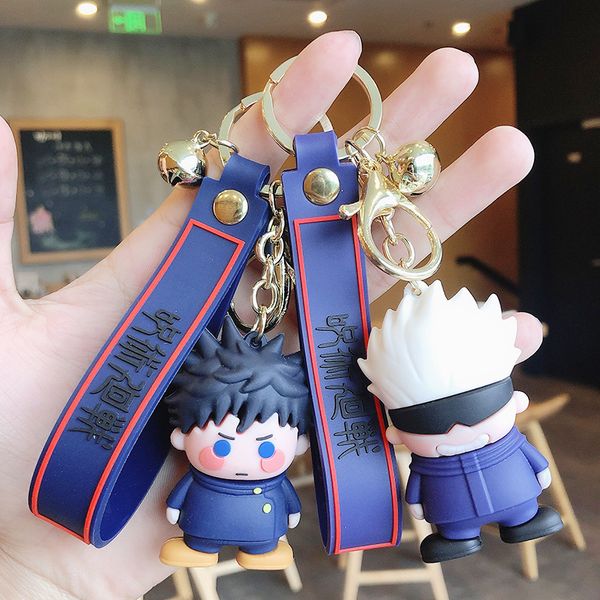 

jujutsu kaisen keychain man pvc gojo satoru keyring women cartoon couples anime key holder for key fashion cute metal porte clef, Slivery;golden