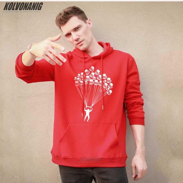 

men's hoodies & sweatshirts funny beer lover jump-sack jumping paragliding graphic harajuku skydiving birthday gift plush pullover goth, Black