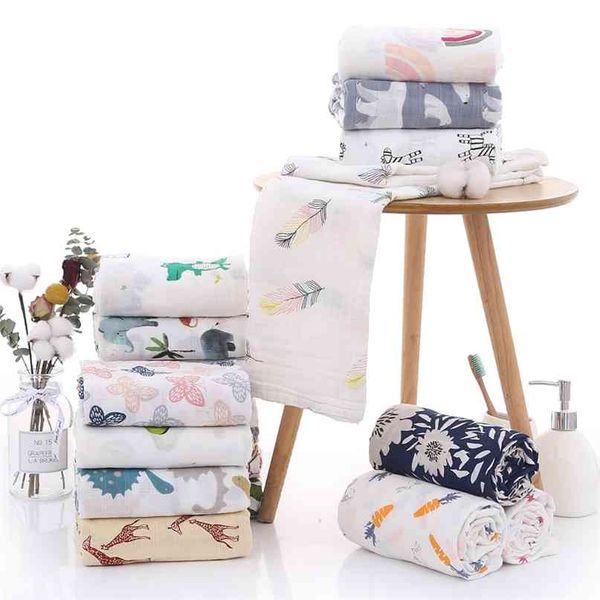 

2pcs/pack muslin swaddle blanket for born boy girl baby s gauze diaper 210823