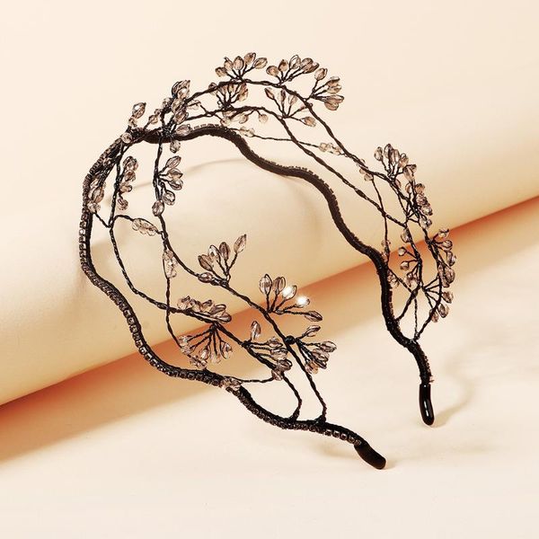 

hair clips & barrettes bridal jewelry ethnic heavy industry light luxury headdress crystal beads elastic headband mesh card-shaped accessori, Golden;silver