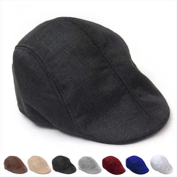 

summer beret men design linen hat women autumn and winter berets comfortable boinas breathable mesh cap sunbonnet caps, Blue;gray