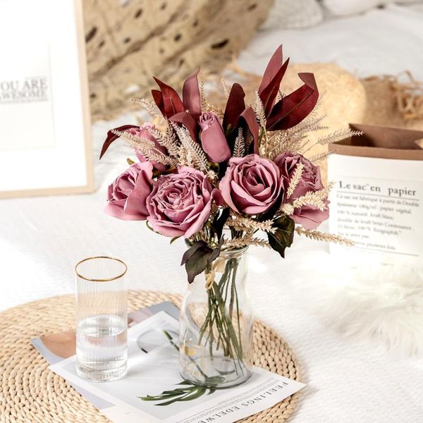 

decorative flowers & wreaths table place flower arrangement decoration rose dried bouquet artificial green plants weddingroadguide