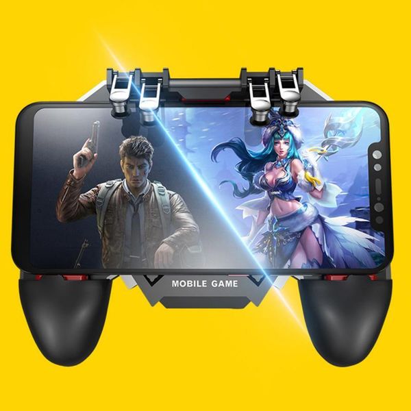 

4000ma/1200ma ak77 phone cooler fan game controller grip 6 finger trigger joystick for mobile of pubg controllers & joysticks