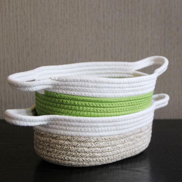 

storage baskets cotton rope weave and sorting of sundries with handles box deskdebris basket organizer container