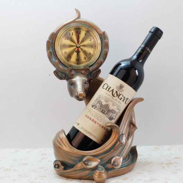 

tablewine racks clocks elk creative european home decorations restaurant cabinets resin crafts bar decoration