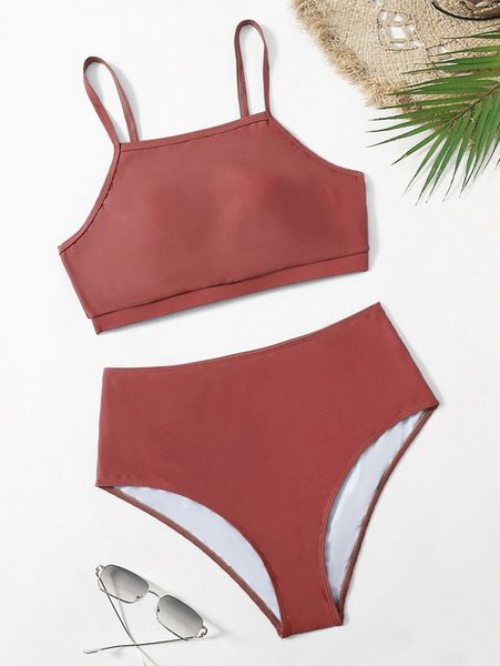 

plus high waisted bikini swimsuit x1kw#, Black