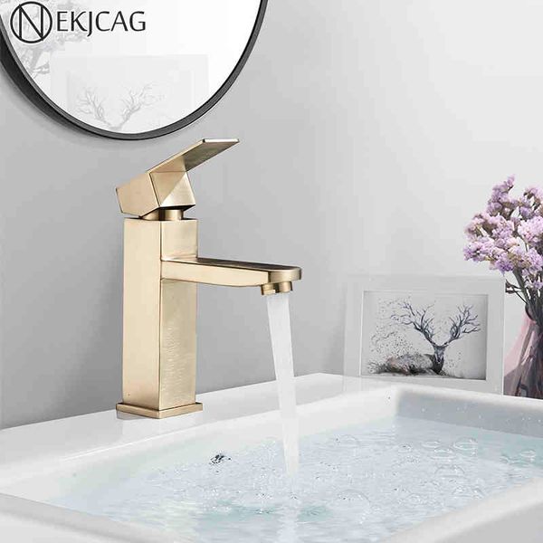 

bathroom sink faucets nekjcag brushed gold basin single lever vessel cold mixer tap deck mounted ai5e