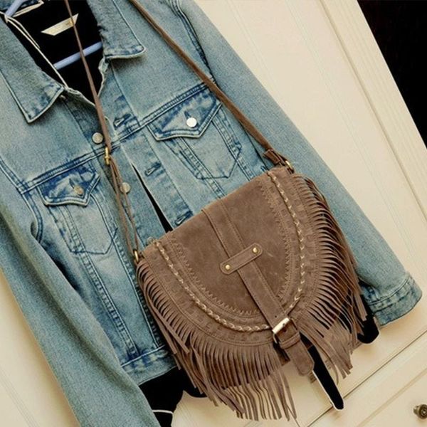 

evening bags tassel faux suede women shoulder handbag and purse fashion crossbody for 2021 clutch