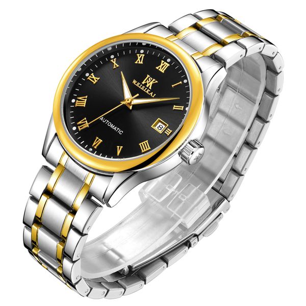 

classic couple watch stainless steel lovers watches waterproof luminous men women wristwatches factory supply in stock, Slivery;brown