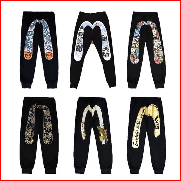 

fashion boutique pants high version ev fujiashi brand terry casual for men and women, Black