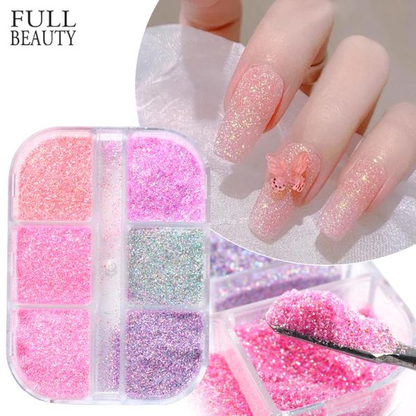 

nail glitter 6grid sugar powder pigment dust colorful starlight paillettes sweet candyÂ glitter diy nails art accessories decor ch1909-10, Silver;gold