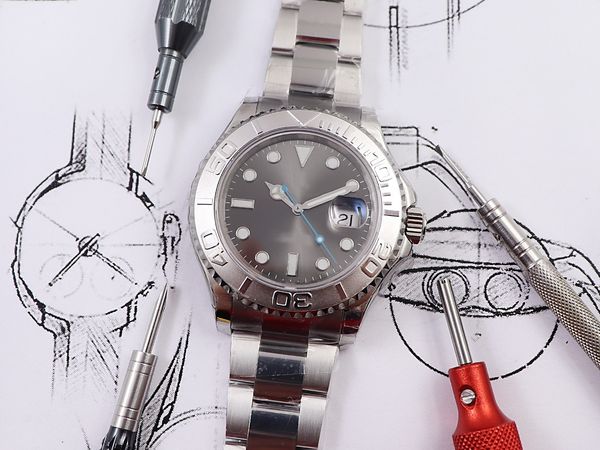 

mens automatic mechanical watch 40mm stainless steel water proof watches sapphire adjustable wristwatches 102771 montre de luxe, Slivery;brown