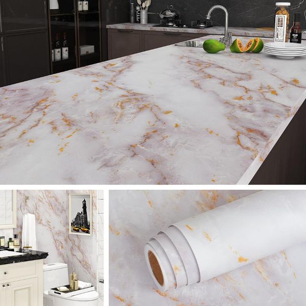 

wallpapers kitchen home decor marble self-adhesive for cabinet dining table living room decoration waterproof stickers