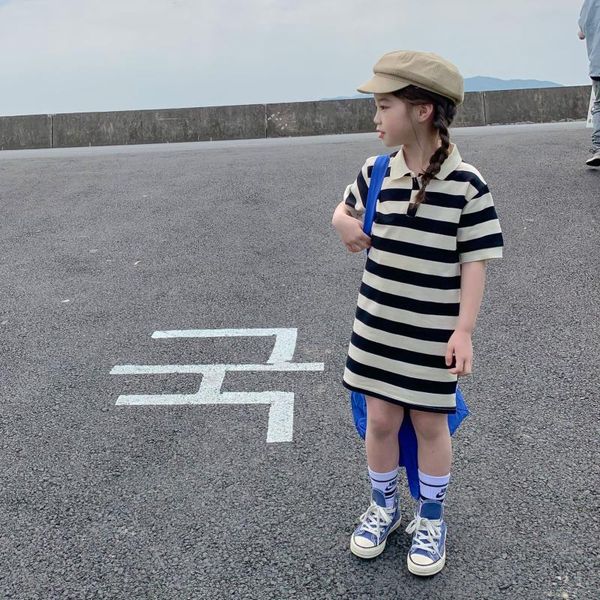 

summer arrival girls fashion striped dress kids cotton dresses girl's, Red;yellow