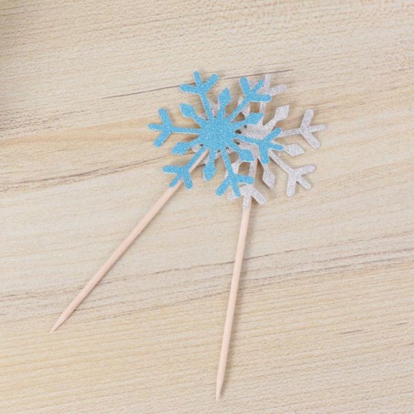 

pcs beautiful snowflake shaped paper cake ers decoration inserts picks for festival party (silver and blue) other festive & supplies