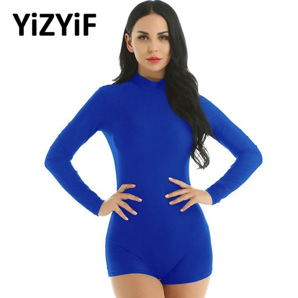 

one-piece suits one piece swimsuit bathing suit women monokini mock neck long sleeve stretchy gymnastics leotards ballet dance shorts bodysu