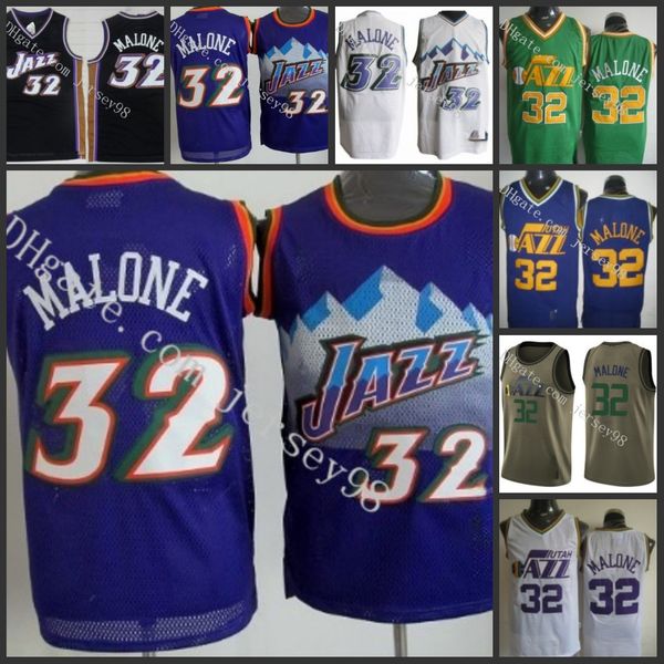 

utah jazz men #32 karl malone men retro jersey, Black
