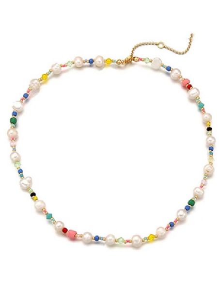 

chains pearl necklace color beaded collarbone chain bracelet, Silver