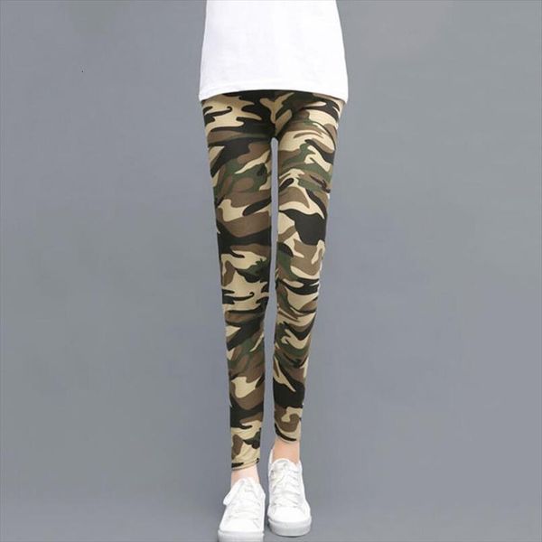 

printed camouflage high waist women legging pants running sports camo activewear female, Black