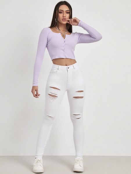 

slant pocket ripped skinny jeans p2tj#, Blue