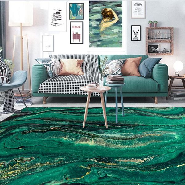 

carpets living room dark green carpet 3d printed geometric rug floor rugs nordic marble pattern mat non-slip beside bedroom mats