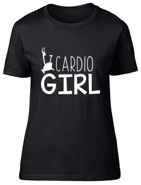 

cardio girl womens ladies fitted t-shirt, White;black