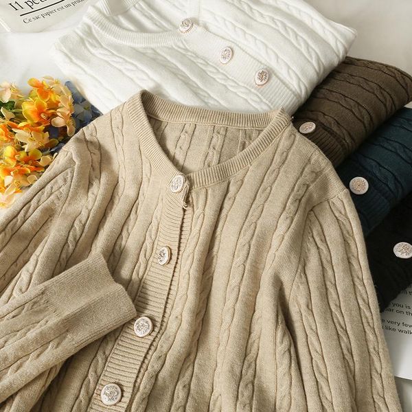 

women's knits & tees cardigans woman single-breasted knitted sweaters women vintage long sleeve autumn casual knit outwear 2022, White