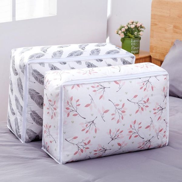 

storage bags clould transparent travel luggage organizer bag foldable flamingo print clothes blanket quilt stroage