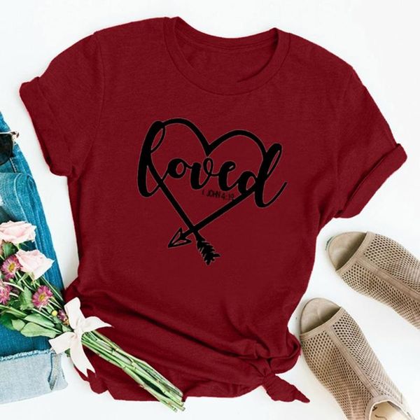 

women's t-shirt heart letter printed women tshirt casual loose short sleeve koszulki damskie t shirt koszulka damska, White