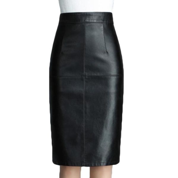 

skirts women plus size 5xl pu leather skirt split zipper long, Black