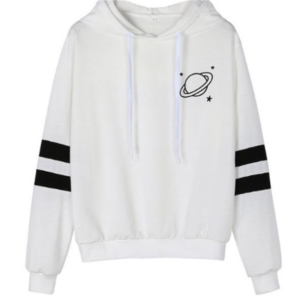 

new star print fashion hooded loose plush sweater1, Black