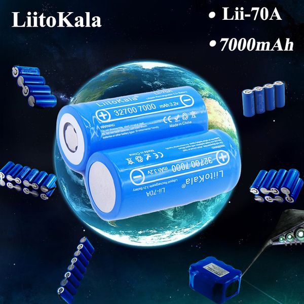 2021 Liitokala Lii-70A 3.2V 32700 6500MAH 7000MAH LifePO4 Аккумуляторная батарея 35A Непрерывный разряд Максимум 55A Высокопроводные батареи