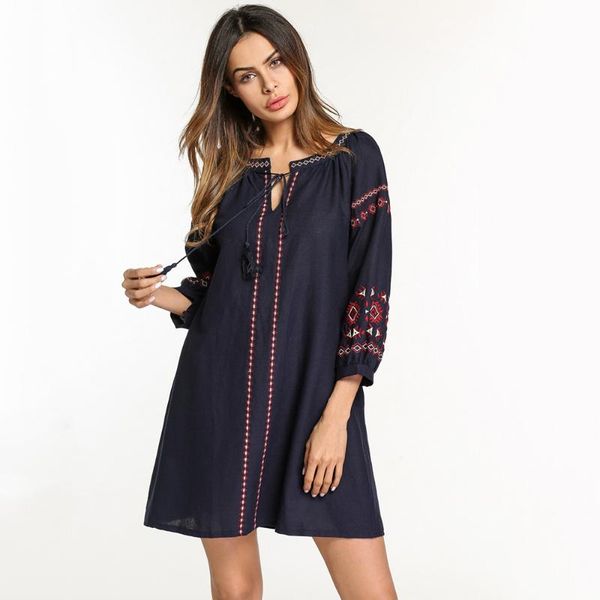 

casual dresses sale spring a line women dress 2021 lady midi robe femme vestiods loose pullover embroidery cover up, Black;gray