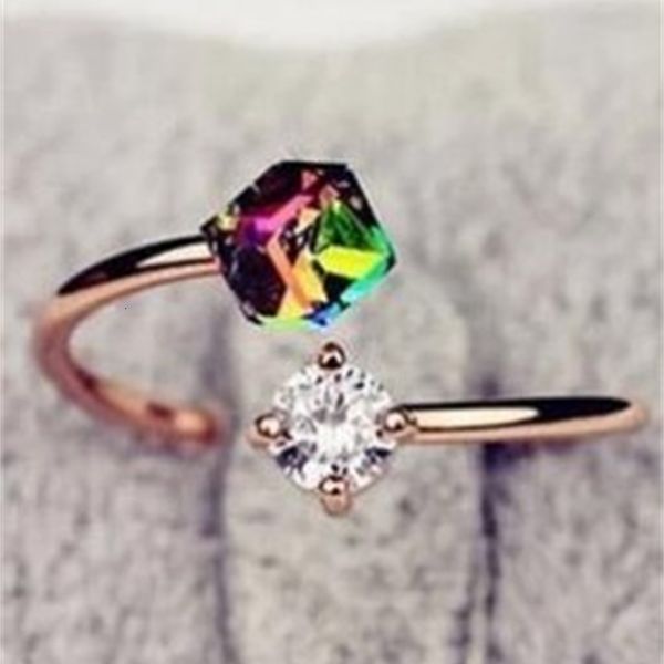 

a1399 new color diamond ring rose gold zircon ring chaoren lady ring, Blue;gray