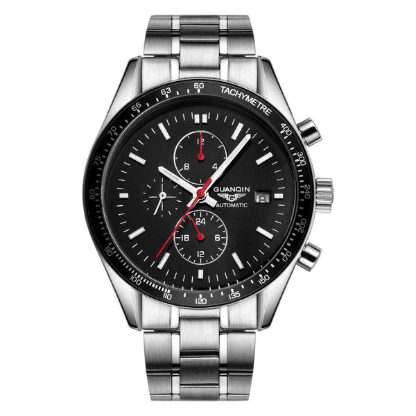 Guanqin relógio automático homem safira mecânica relógio relógio de pulso de luxo de luxo data impermeável calendário de relógio de pulso de aço inoxidável Q0902