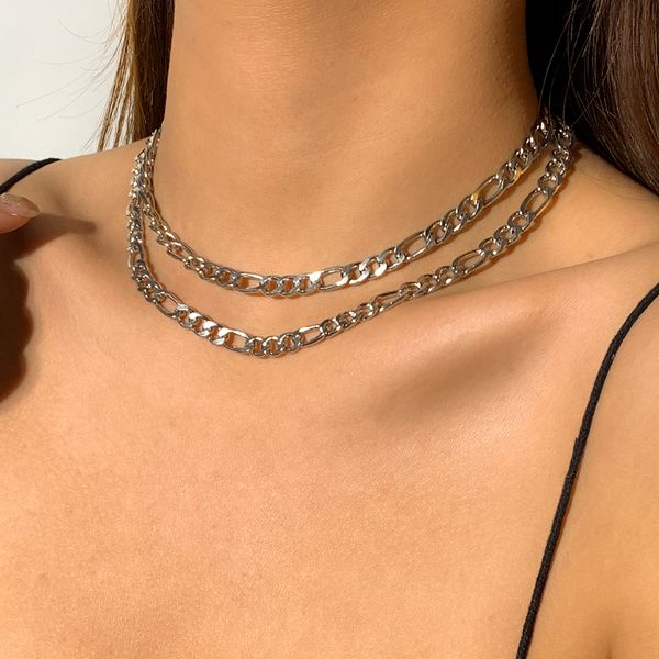 Простая минималистская железная цепочка Choker ожерелье для женщин Хип-хоп Двойной слой Классический дикий очарование ювелирных изделий подарки Chokers