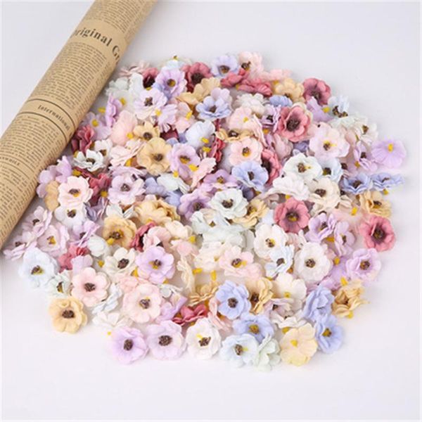 

decorative flowers & wreaths 20pcs 3cm mini daisy petals artificial silk wreath bride rose heads home decor slight fake wedding decoration