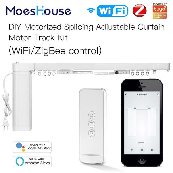 

smart home control wifi motorized splicing curtain diy track tuya motor rf remote life app with alexa google