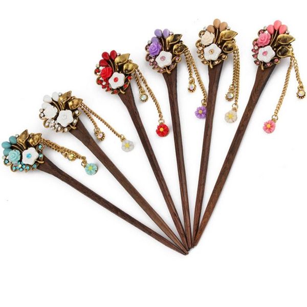 

hair clips & barrettes retro national winds leaf shape natural phoebe zhennan zircon sticks chinese style fashion jewelry for women nmfz-012, Golden;silver