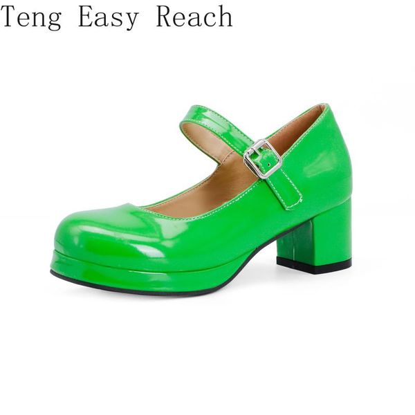 

patent leather shoes spring autumn mary jane women's buckle strap high heels retro platform lolita woman red black dress