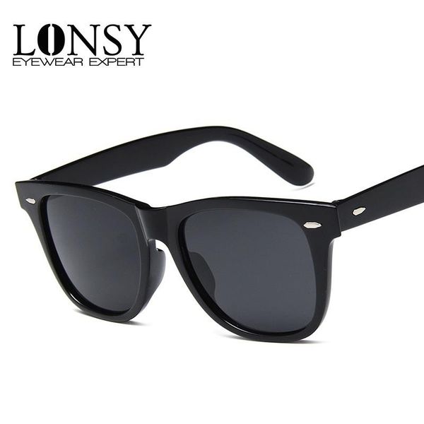 

sunglasses lonsy classic retro men women design vintage sun glasses shades male square mirror summer uv400 oculos, White;black